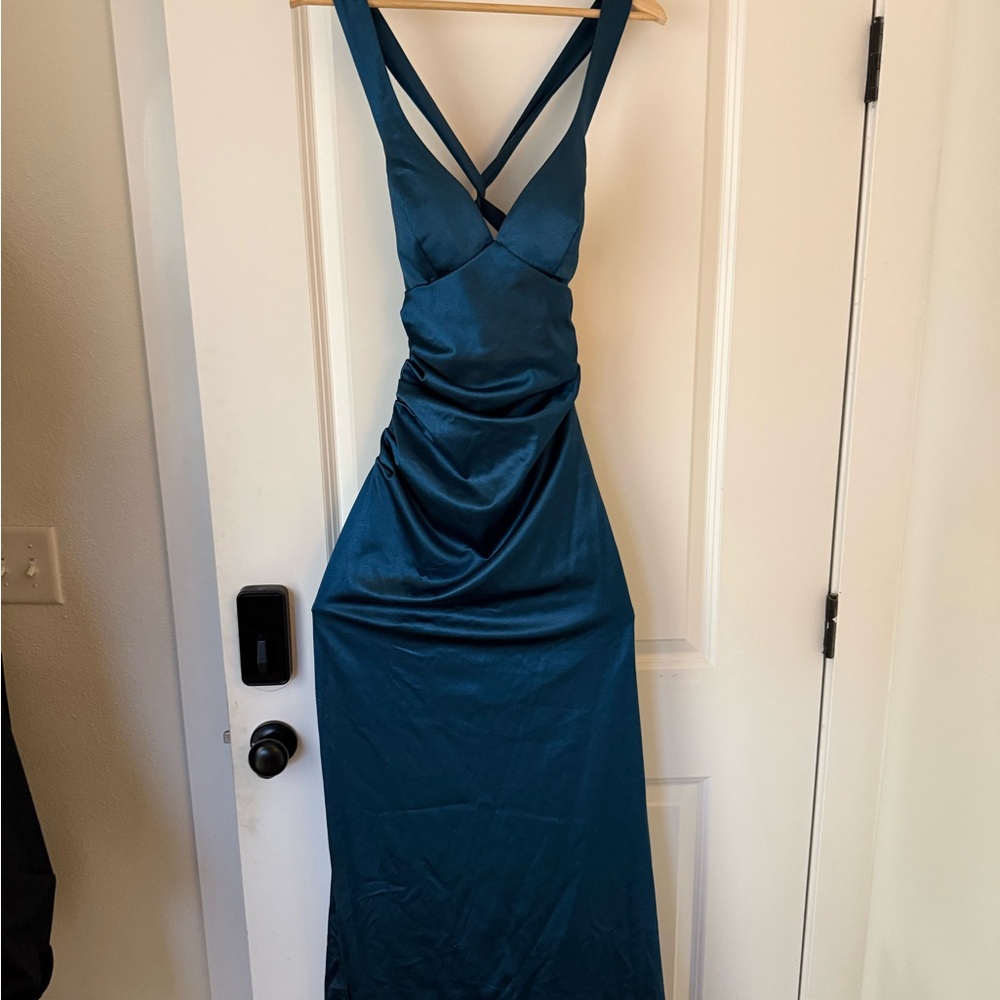 Windsor Teal Backless Dress